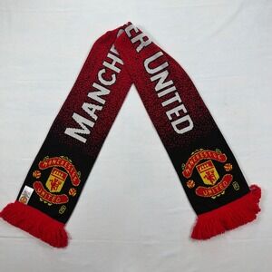 Manchester United Soccer Scarf Red Black Knit Football Fan Gear One Size OS